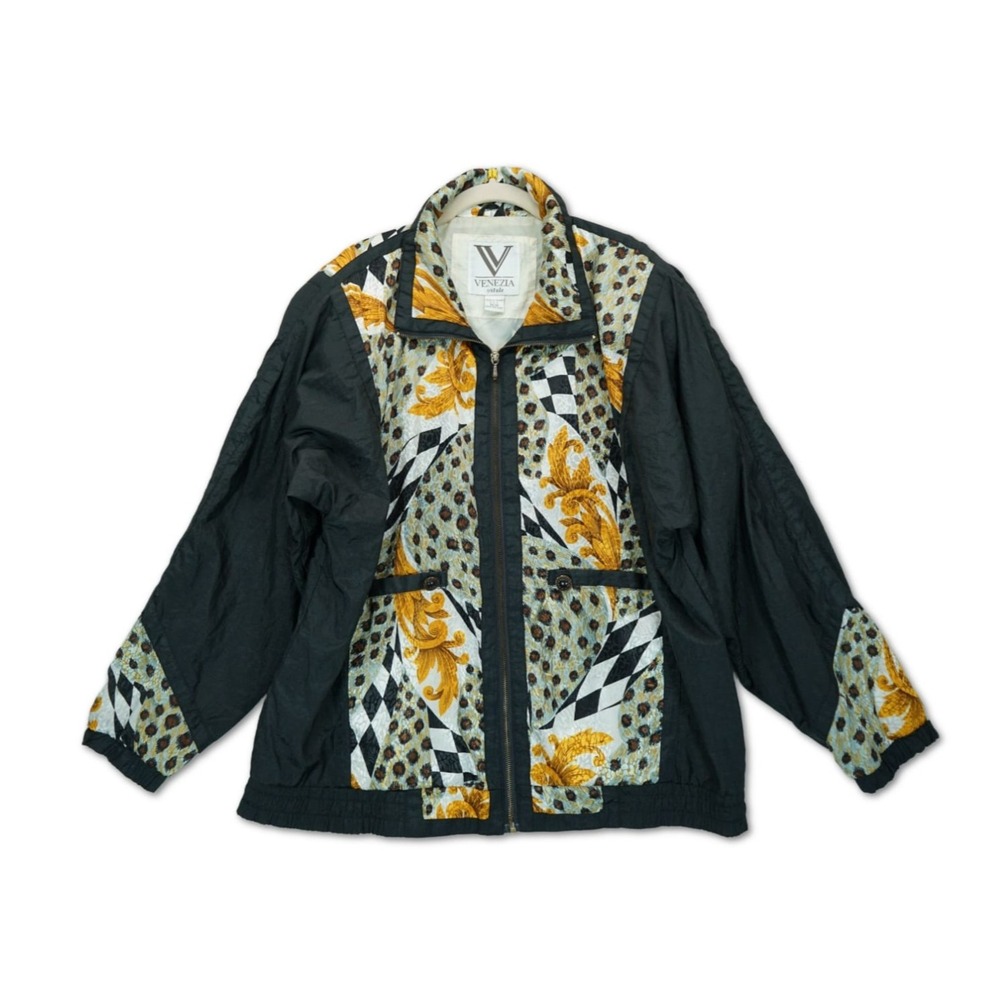 Vintage Venezia Vitale 80s Women's Windbreaker Bomber Style Full Zip‎ Size 14/16